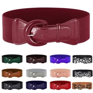 Elegant Women's Stretchy Elastic Waist Belt Wide Polyurethane Leather Band - Picture 1 of 129
