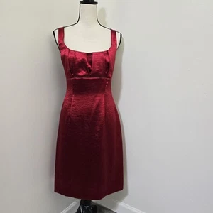 CONNECTED APPAREL Sleeveless Satin Mini Cocktail Evening Party Dress 12 Red - Picture 1 of 16