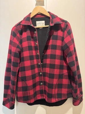 Camisa Chaqueta de Franela Forrada de Vellón Orvis Chaqueta Buffalo Cuadros Roja Negra Pequeña Foto 1 de 4