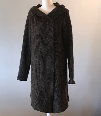 Cárdigan grueso Max Studio cuello chal plumero talla mediana Chevron negro gris Foto 1 de 4