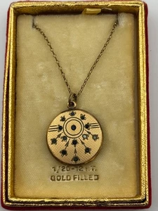 Vintage W&H Co Gold gefüllt Paste Medaillon Anhänger Halskette - Bild 1 von 19