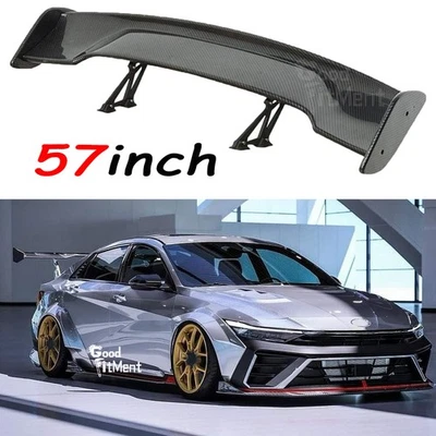 For Hyundai Elantra N 57" GT Style Car Rear Spoiler Racing Wing Carbon Fiber US - Image 1 of 4