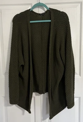 Brandy Melville Army Green Olive Chunky Knit Oversized Open Cocoon Cardigan OS - Image 1 of 4