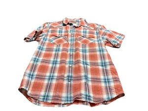 Ariat Hombre Naranja Retro Fit Manga Corta ¡Con Botones! Botones de perlas talla pequeña - Imagen 1 de 4