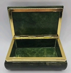 1970’s Vintage Italian Hand Carved Green Alabaster Hinged Box - Picture 1 of 9