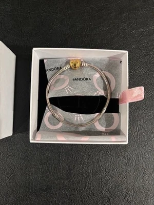 Pandora Momentos Corazón Serpiente Cadena Pulsera Plata de Ley 14k Chapado en Oro 8" Foto 1 de 3