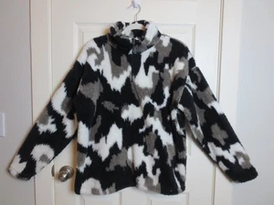 Eddie Bauer Kunstfell weicher Pullover Damen Gr. XL Camouflage Langarm 1/3 Reißverschluss - Bild 1 von 12