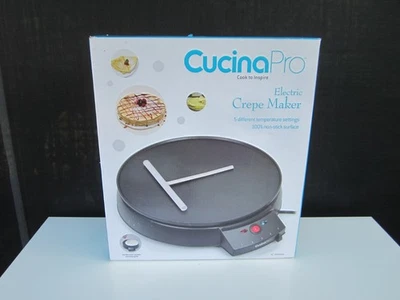 Cucina Pro Crepe Grillplatte Elektrische Maschine Rund 12" Antihaftbeschichtet m. Streuer #1448 NEU - Bild 1 von 4