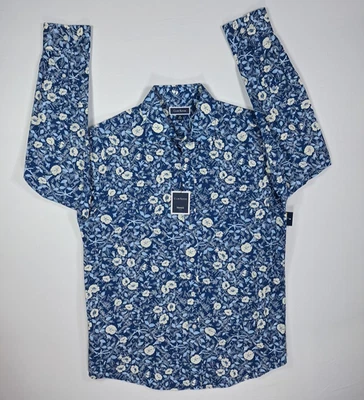 Club Room Masculino Mediun Buttondown Elástico Azul Marinho Marfim Floral - Imagem 1 de 4
