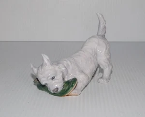 ROYAL COPENHAGEN #3476 WEST HIGHLAND TERRIER WITH SLIPPER SHOE FIGURE - Picture 1 of 3