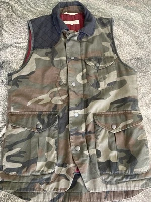 Rag And Bone Vest Women’s Camo Sleeveless Hunting 100% Cotton And Leather MEDIUM - Image 1 of 4