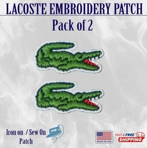 2x Green Crocodile Iron-On Sew-On Embroidered Patches Applique Badges - Picture 1 of 5