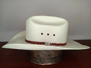 De Colección Resistol Autoconforme 5 Estrellas Shantung Panamá Paja Vaquero Sombrero Talla 7 Usado en Excelente Condición  - Imagen 1 de 8