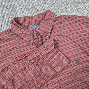Ralph Lauren Shirt Men Large Red Plaid Custom Fit Button Down Long Sleeve Preppy - Picture 1 of 9