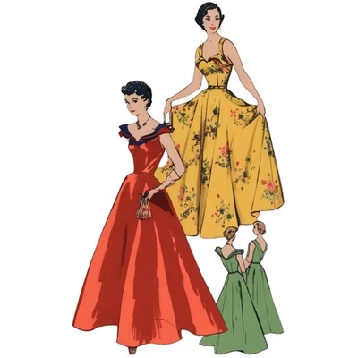 Vintage 1950s Pattern – Evening Cuffed Bodice 'Diana' Dress - Bust 38” (96.5cm) - Image 1 of 3
