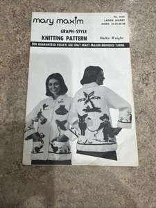 Vintage Mary maxim Graph Style Knitting Pattern 4103-ladies Jacket Burro - Picture 1 of 3