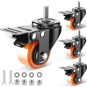 2 Inch Caster Wheels, Threaded Stem Casters Set of 4 Heavy Duty, 5/16"-18x1 (... - Bild 1 von 8