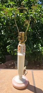 Vintage Aladdin Alacite Electric Table Lamp Pink And Ivory Color Works - Picture 1 of 9