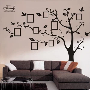 Decoración de pared de árbol genealógico grande para sala de estar, hágalo usted mismo marco de fotos negro decoración de pared... - Imagen 1 de 8