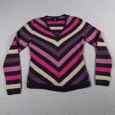 The Limited Sweater Women Medium Striped Chevron V-Neck Wool Angora Cashmere - Image 1 of 4