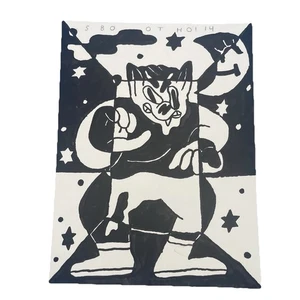 Original Abstrakte Kunst Handgezeichnet & Signiert S Booth 2014 Scare You At Night - Bild 1 von 4