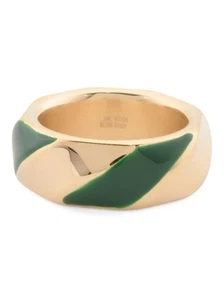 4,7 g * 14 K GOLD MILOR ITALIEN Harzkern Designer grün Emaille Twist Band Ring * 8 - Bild 1 von 12