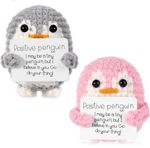2 X Positive Penguin Grey Pink Xmas Positive Gifts Positivity Gifts Thoughtful - Picture 1 of 5