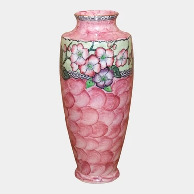 Maling Newcastle On Tyne English Art Deco Pink Porcelain Floral Vase - Image 1 of 4