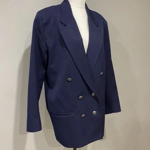 CLASSIFIED Navy Blue Pure Wool Blazer Size 12 Statement Buttons Made In NZ - Picture 1 of 8
