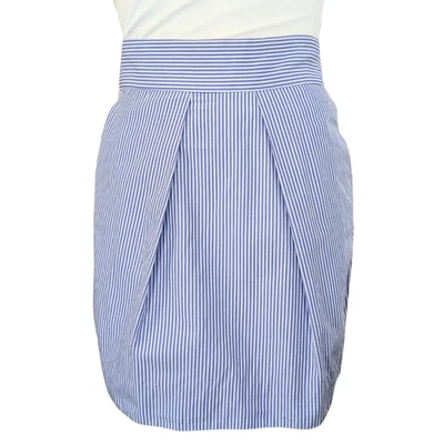 J.Crew 0 Blue Pin Stripe Pleated Bow Lined Knee Length Skirt w/Pockets - Image 1 of 4