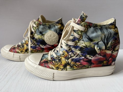 Converse All Star Lux zeppa tacco alto floreale nascosto UK 6 VGC ref#350 rare