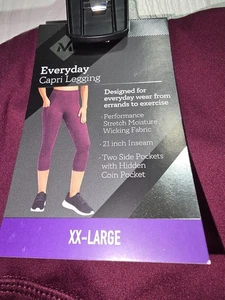 Leggings donna Capri rosa XL Member Mark 21" tasche con cuciture interne nuovi con etichette abbigliamento quotidiano - Foto 1 di 3