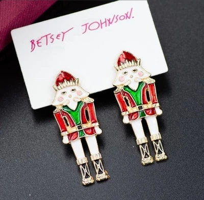 Pendientes colgantes Betsey Johnson Cascanueces Guardia General Oro Bolsa de regalo gratis Foto 1 de 2