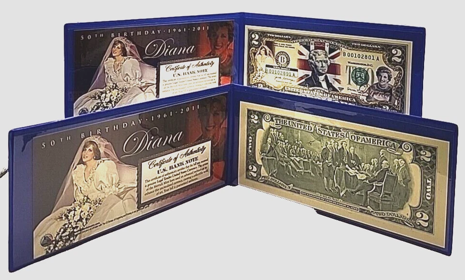 PRINCESS DIANA 50TH BIRTHDAY 1961-2011 LIMITED LEGAL TENDER U.S. $2 BILL 1 EA.! - Image 1 of 4
