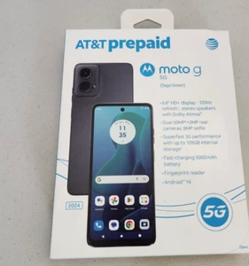 Teléfono Motorola Moto G 5G 2024 AT&T prepago 128 GB verde salvia 6,6" caja abierta - Imagen 1 de 5