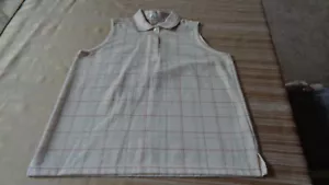 Sport Haley Golf Polo Sleeveless Shirt Size large - creme plaid - Picture 1 of 11