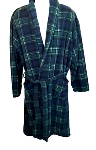 Lands' End Robe Mens M Medium 38-40 Blue Green Plaid 45" Long Pockets Tie VGC - Picture 1 of 7