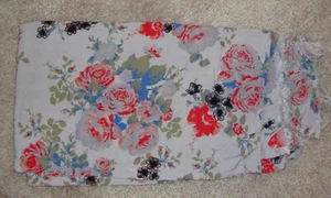 Gray, Red & Blue Floral Print Silky Woven Fabric - 1 3/8+ yards - Rayon Blend - Picture 1 of 1