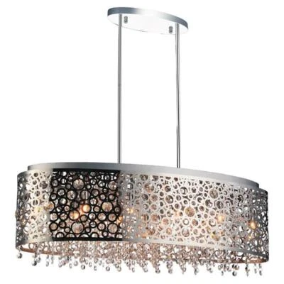 Lámpara de araña de metal con pantalla de tambor de 11 luces CWI Lighting Bubbles en cromo Foto 1 de 2