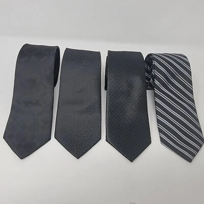 Corbatas de microfibra negras delgadas ZENIO - Geo-Dot, florales, HoundsTooth, a rayas *NUEVAS* Foto 1 de 2