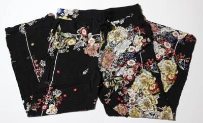 Ellie Tahari Black Flowy Pants w Colorful Flowers Women's Medium - Image 1 of 2