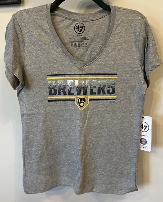 '47 Brand Milwaukee Brewers Gray Cotton/Poly Shirt - Womens Size M  NEW $35 - Image 1 of 3