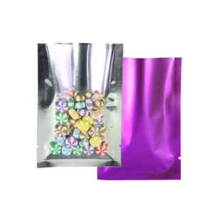 100 bolsas de muestra de lámina metálica púrpura mate transparente con muesca lagrimal tamaño exterior 2,7x3,9" - Imagen 1 de 8