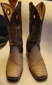 Vintage Liberty Ostrich Skin Boots Sz 10 Handmade Mexico - Picture 1 of 12