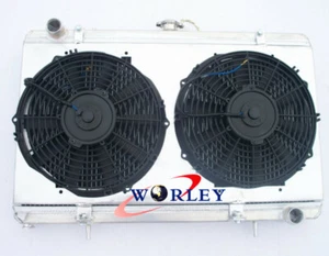 3 ROW FOR Nissan Silvia 180SX S13 SR20DET MT aluminum Radiator + shroud + 2xFans - Picture 1 of 7