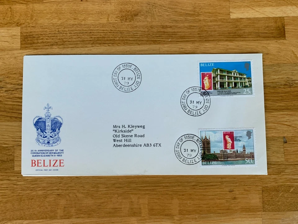 BELIZE 1979 FDC QUEEN ELIZABETH 2 CORONATION ANNIV HOUSES OF PARLIAMENT BIG BEN - Image 1 of 1