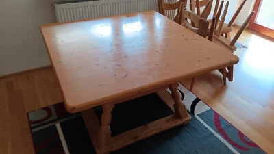 großer Esstisch, Jogltisch mit Schublade, Massivholztisch mit 6 Stühlen - Bild 1 von 4