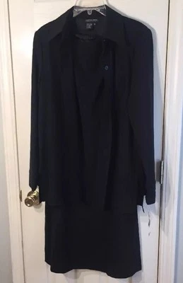 Beautiful Black Two Piece Dress Suit Set Cynthia Howie/Maggy Boutique Size 8 - Image 1 of 4