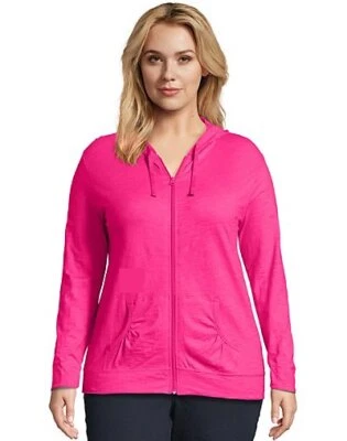 Just My Size Hoodie Women Full-Zip SlubCotton Lightweight Jersey Packets 1XL-5XL - Image 1 of 4