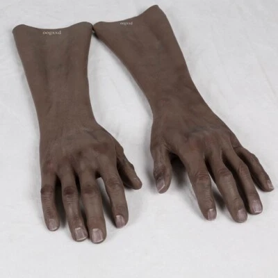 Silicone gloves with realistic black skin / Black artificial limb gloves/ gloves - Image 1 of 4